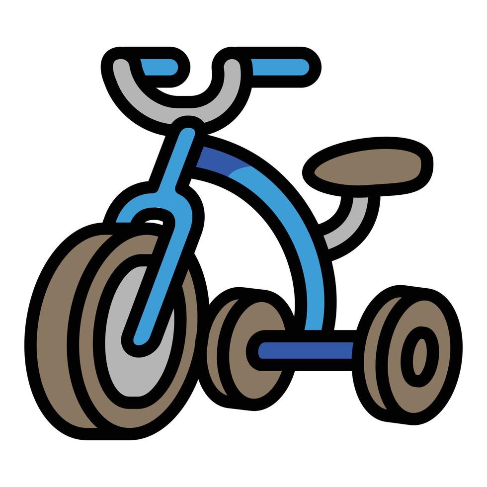 icono de triciclo azul, estilo de contorno vector