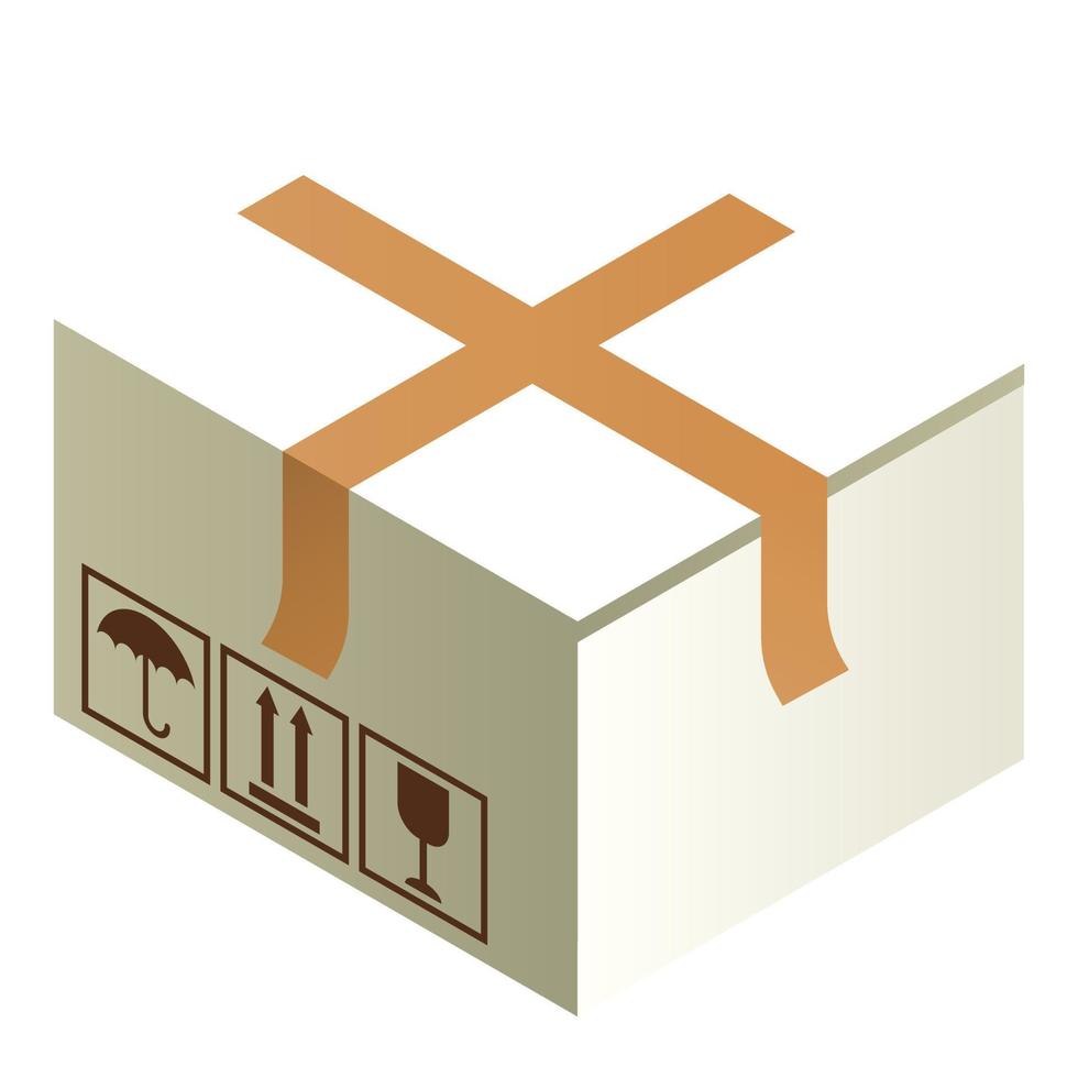 icono de caja de entrega, estilo isométrico vector