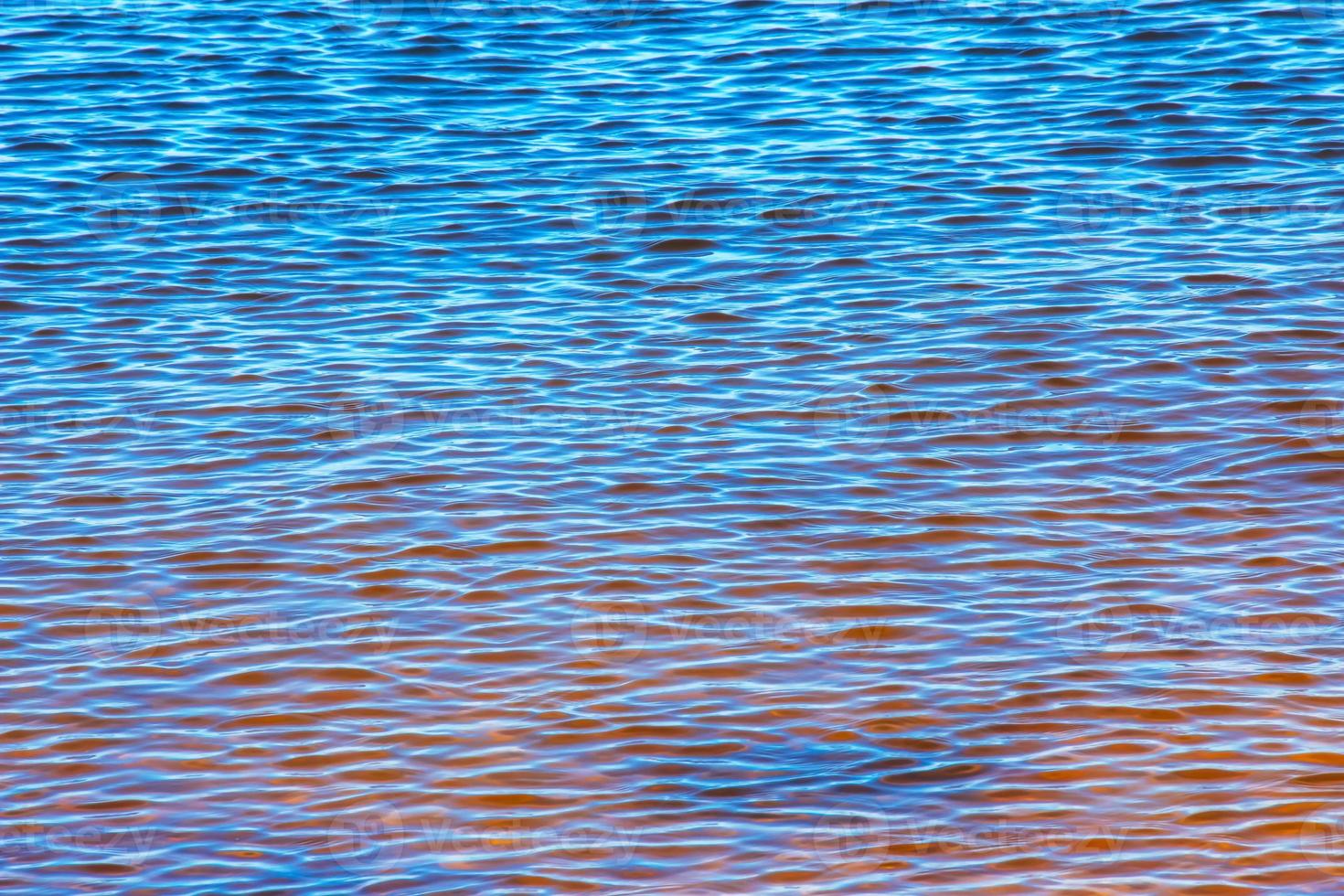 Water ripple texture background. Wavy water surface during sunset, golden light reflecting in the water. photo