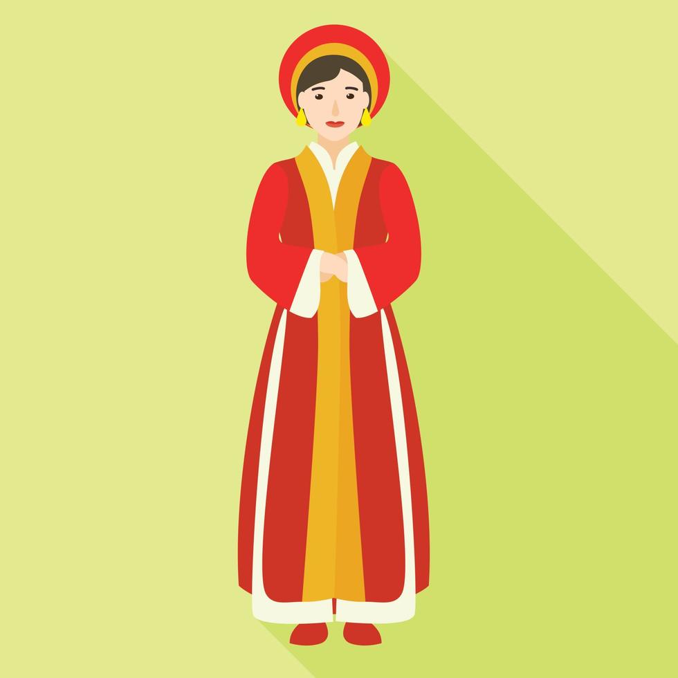 icono de mujer vietnam, estilo plano vector