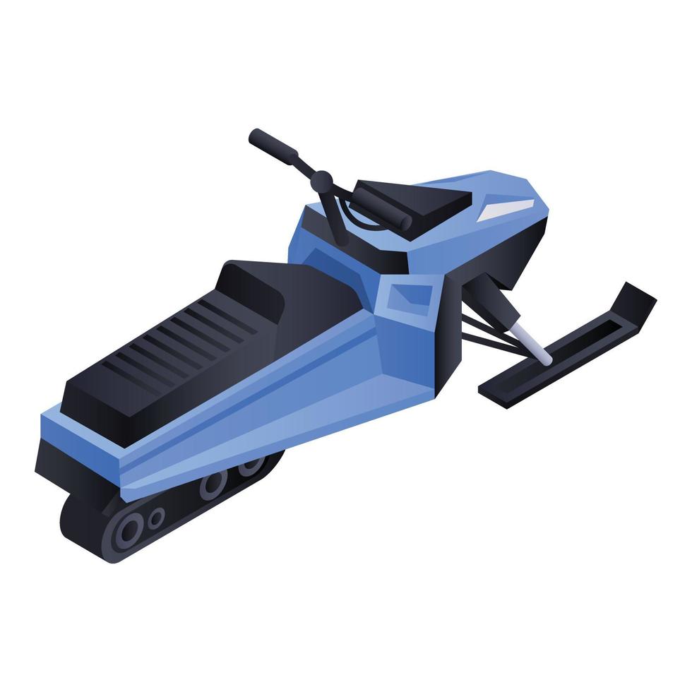 Blue snowmobile icon, isometric style vector