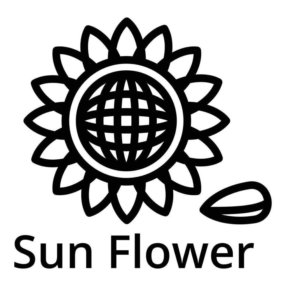 icono de flor de sol, estilo de esquema vector