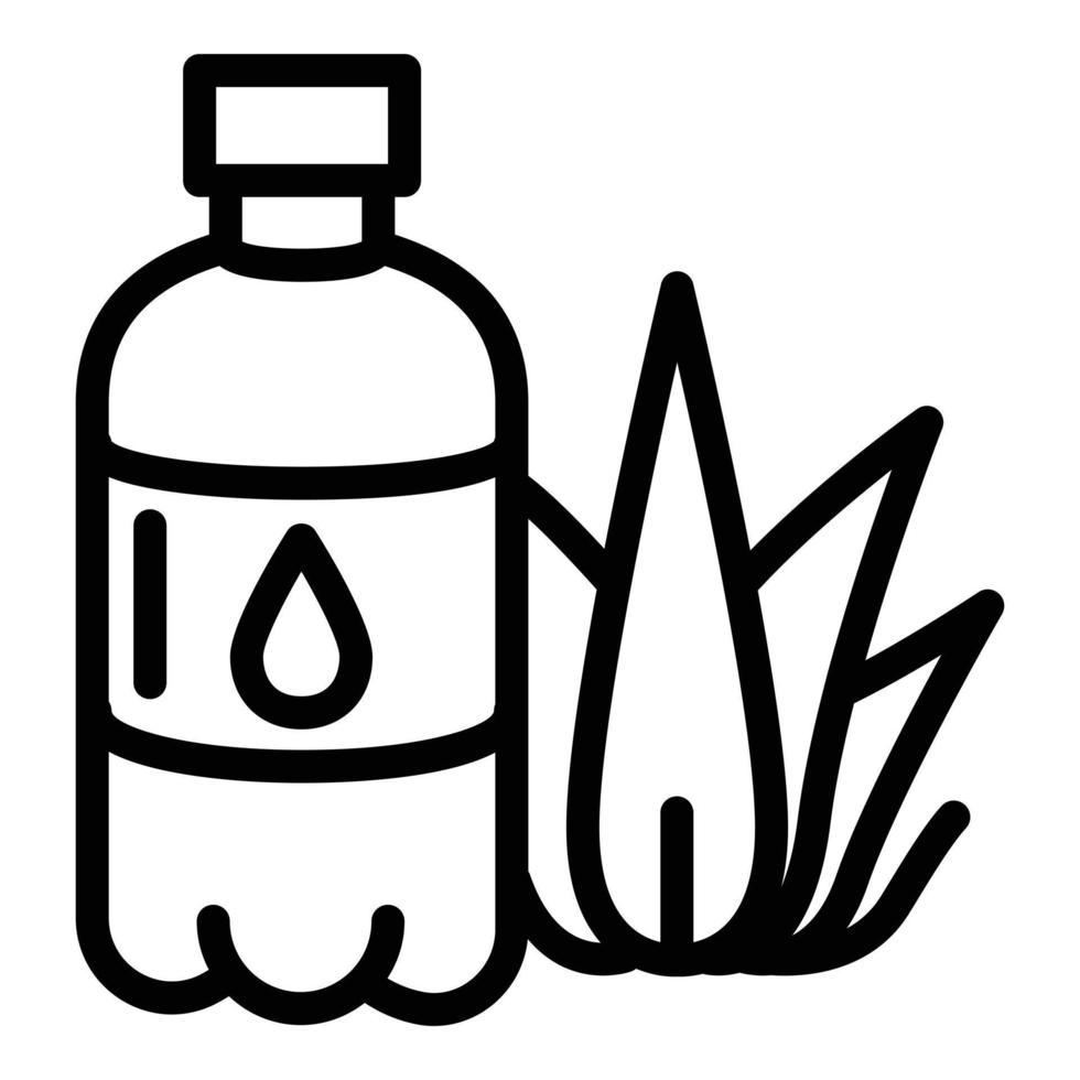 Aloe plastic bottle icon, outline style vector