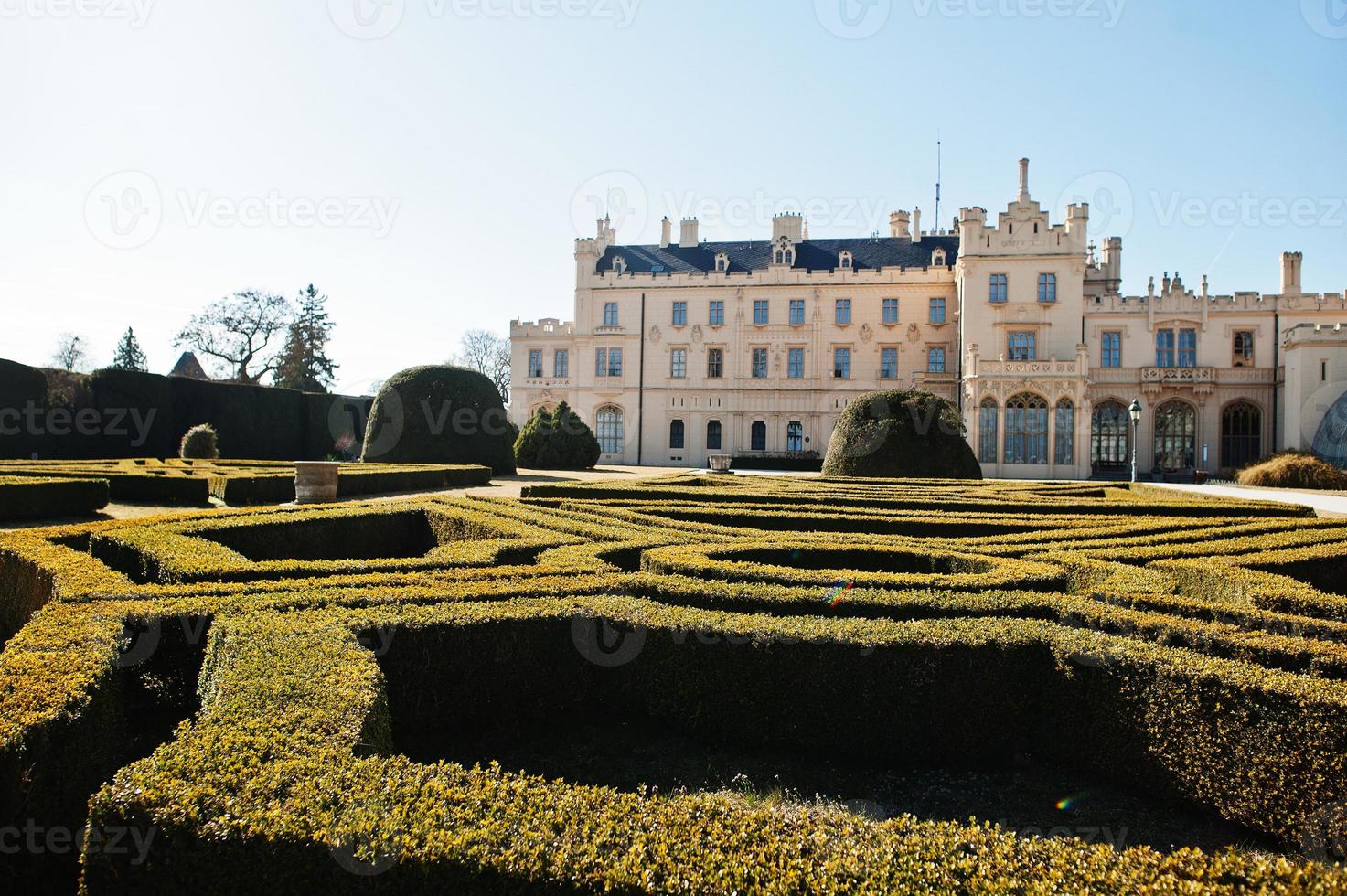 Bush maze in Lednice Castle Chateau with beautiful gardens and parks on sunny autumn day in South Moravia, Czech Republic, Europe. photo