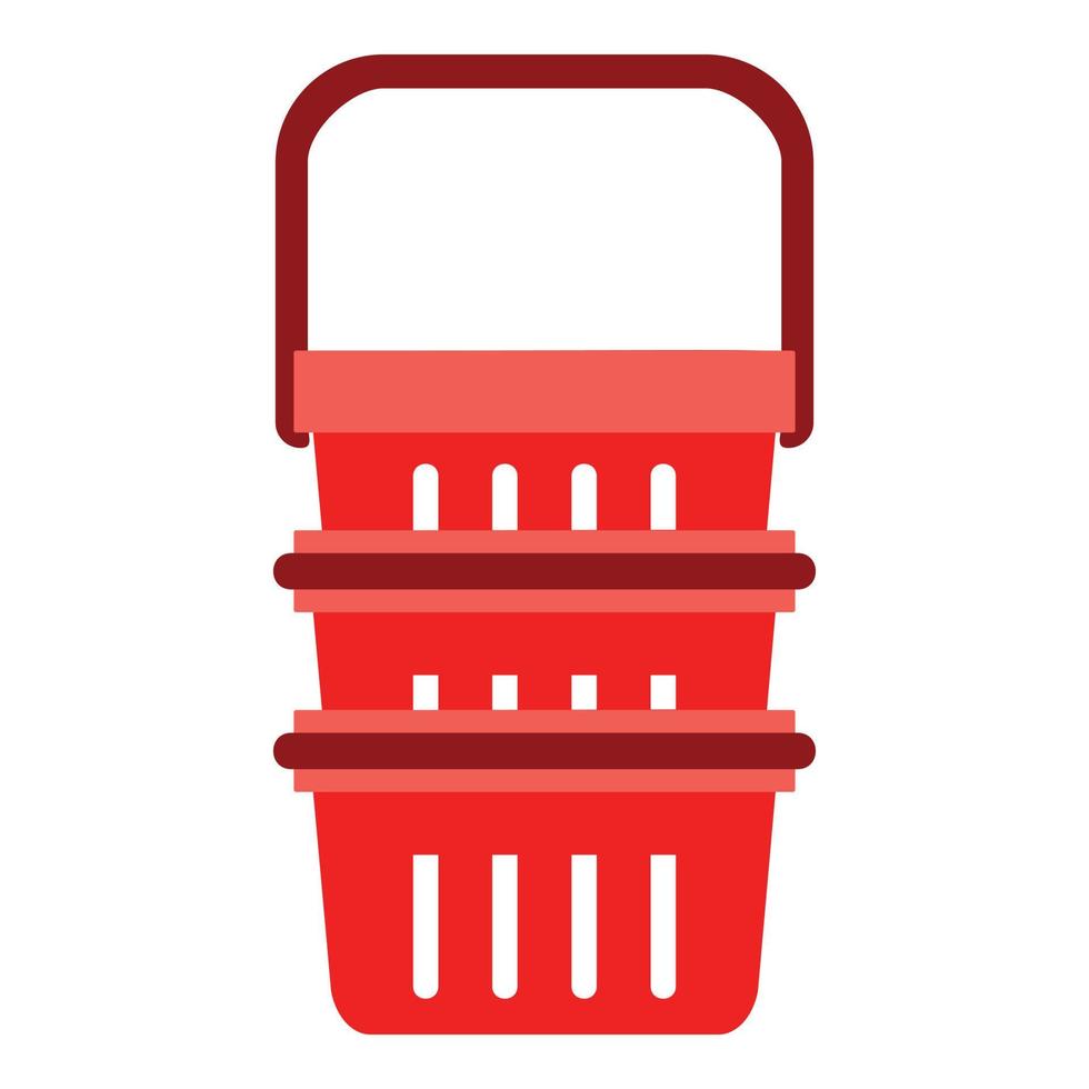 Red shop basket stack icon, flat style vector