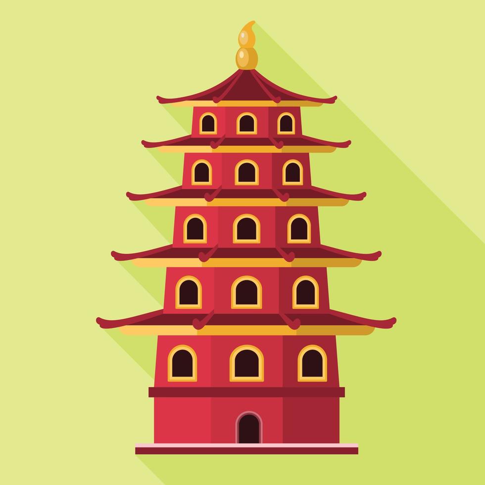 Vietnam red building icon, flat style vector