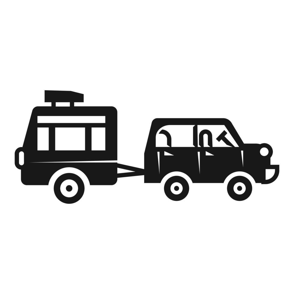 Car with small trailer icon, simple style vector