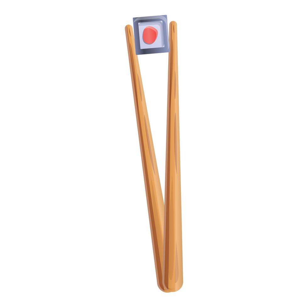 Sushi chopsticks icon, cartoon style vector