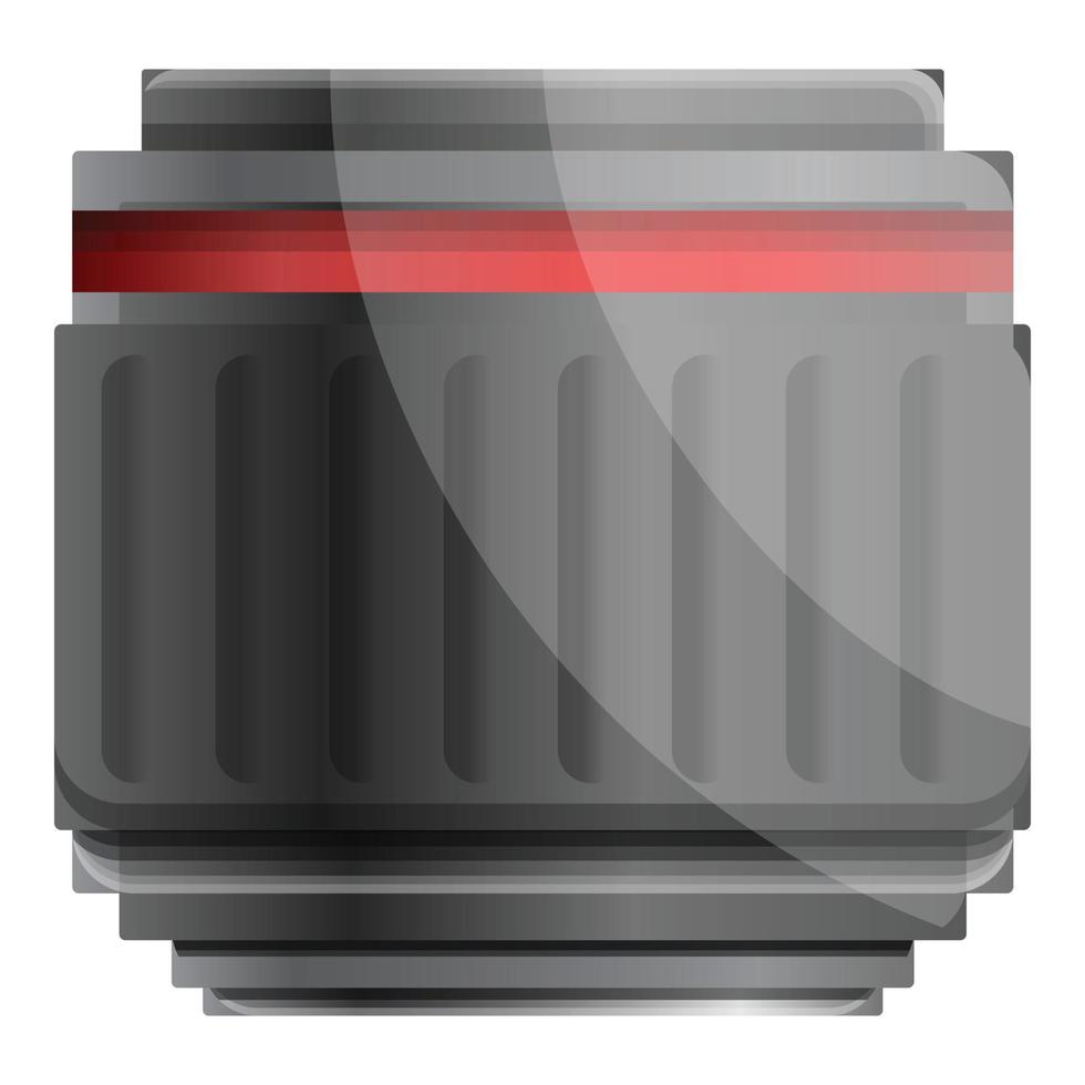 Camera professional lens icon, cartoon style vector