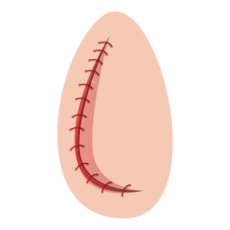 Laceration suture icon, cartoon style vector