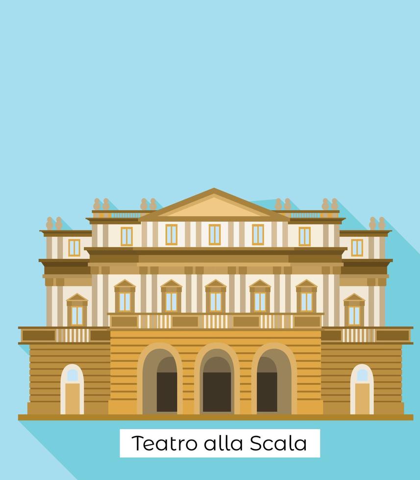 icono de milan teatro alla scala, estilo plano vector