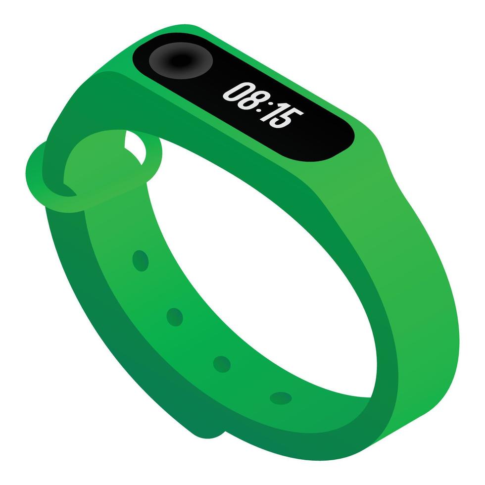Green fitness tracker icon, isometric style vector