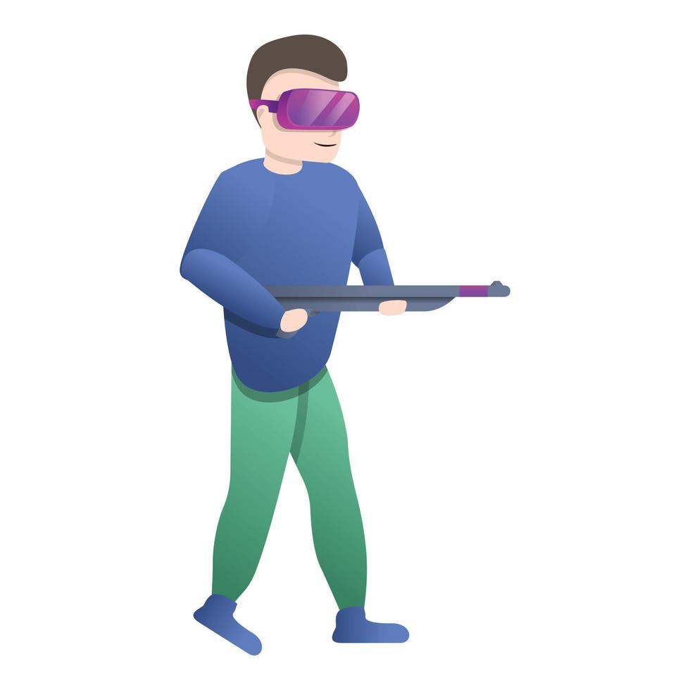 Virtual reality shooter icon, cartoon style vector