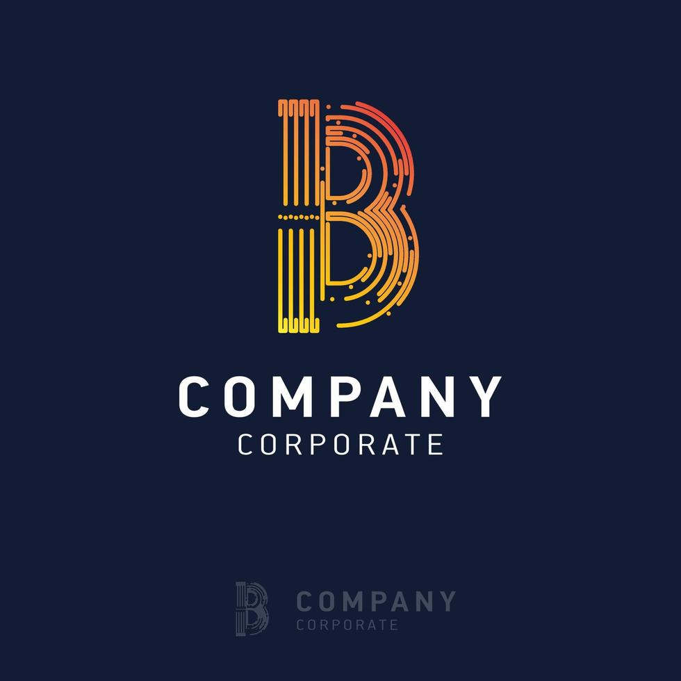 B company logo design with visiting card vector
