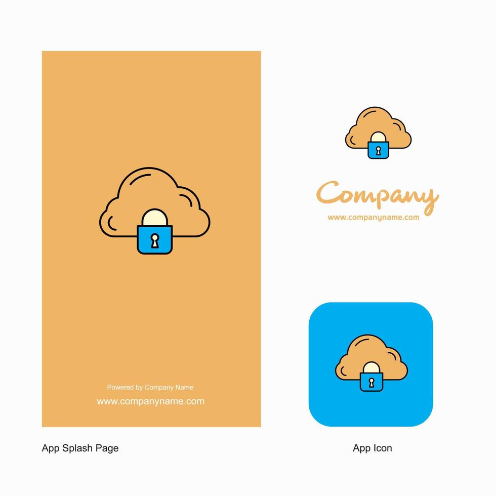 Cloud protected Company Logo App Icon and Splash Page Design Creative Business App Design Elements vector