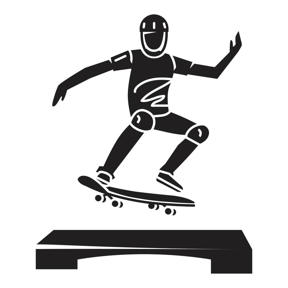 icono de truco de patinador joven, estilo simple vector