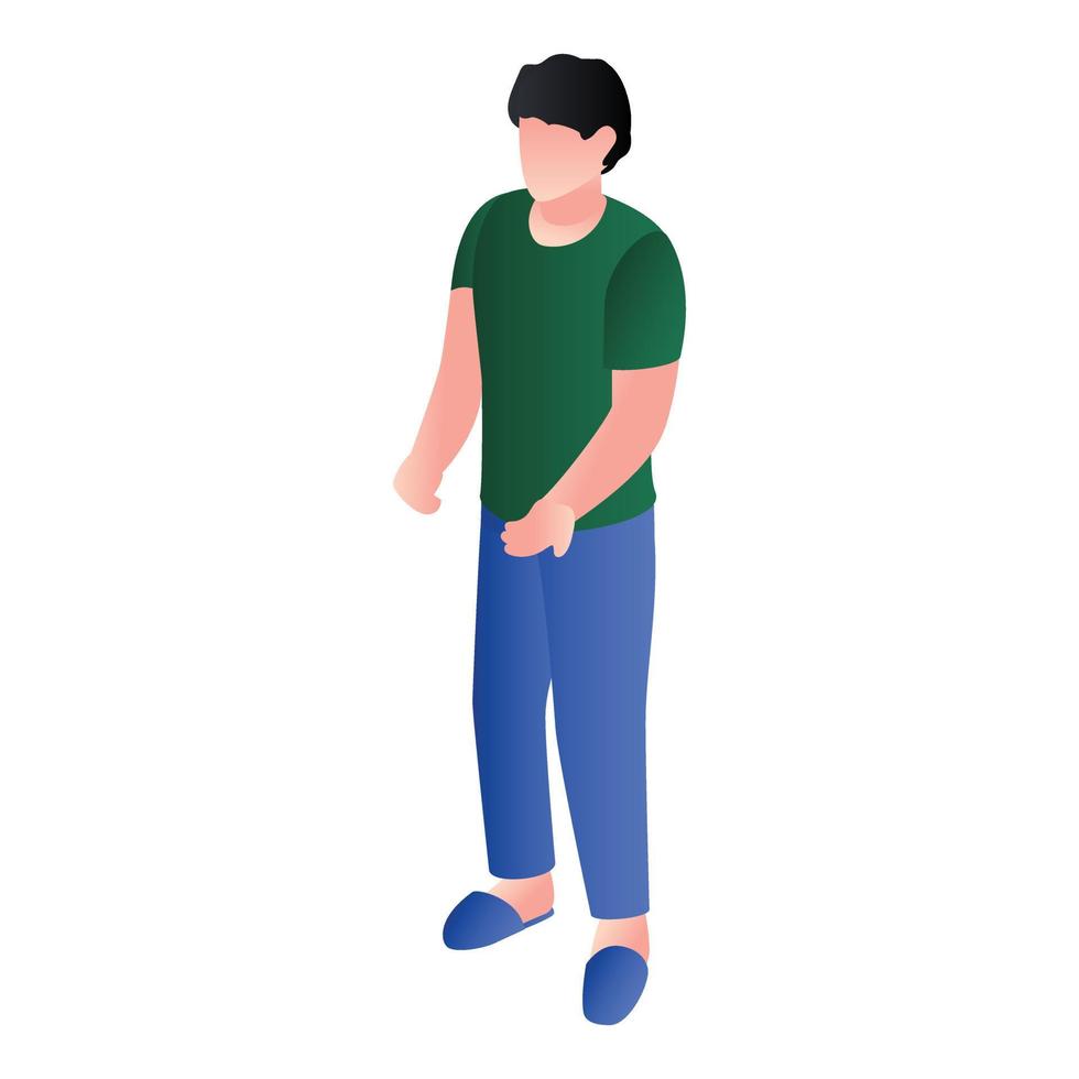 Boy waiting parcel icon, isometric style vector