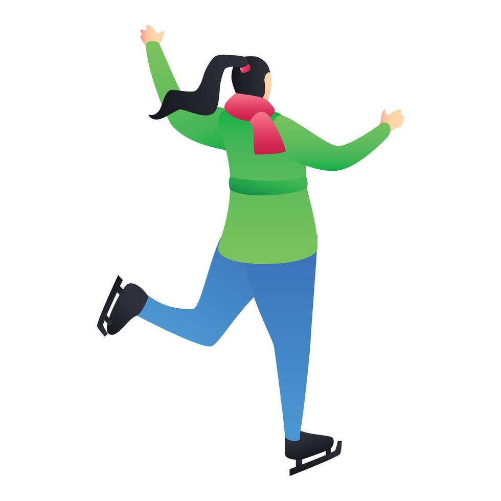 Girl with ice skates icon, isometric style vector