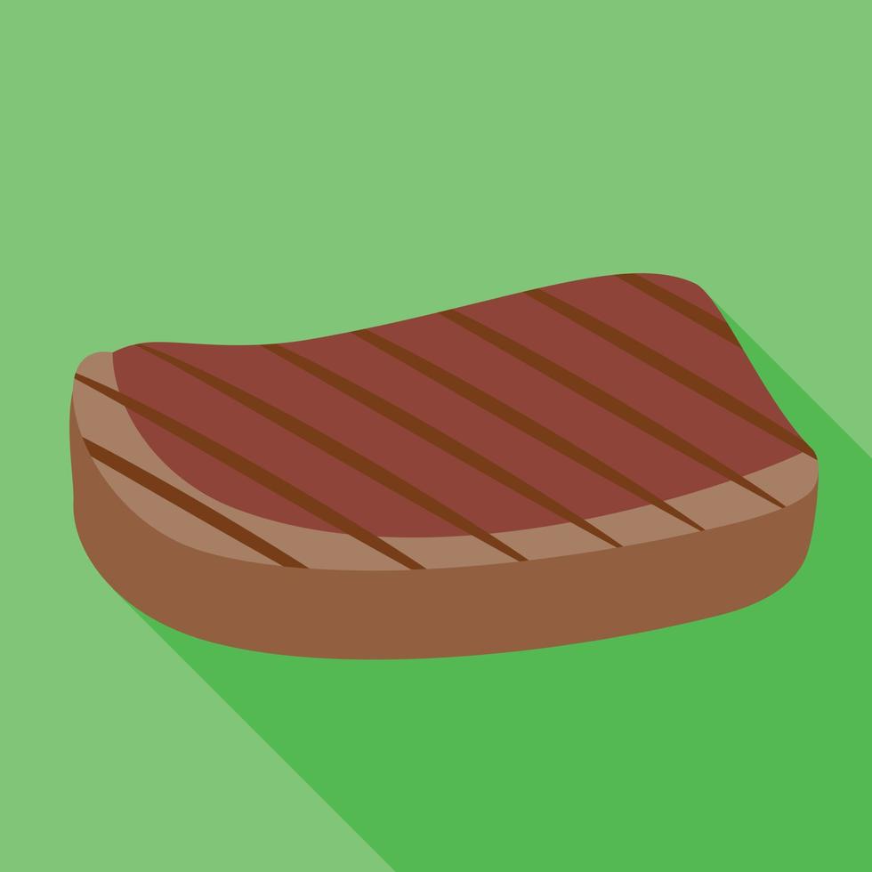 icono de bistec a la parrilla, estilo plano vector