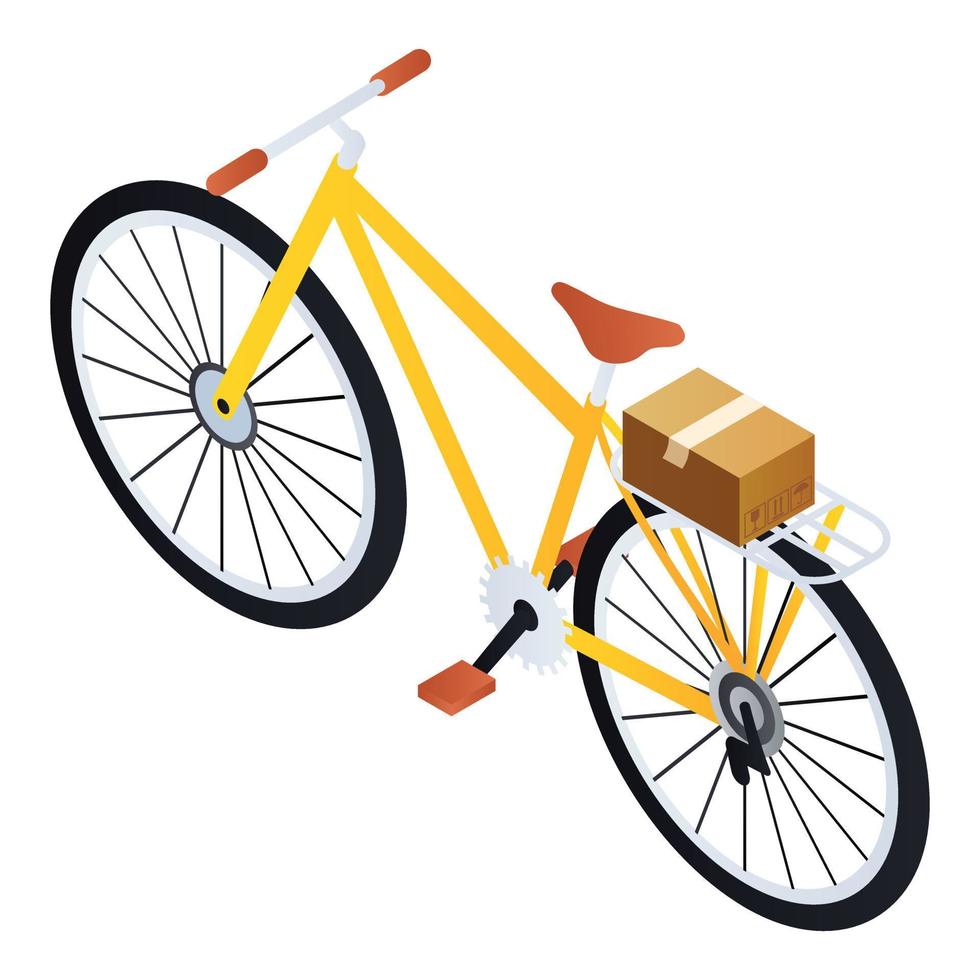 Postman bike icon, isometric style vector