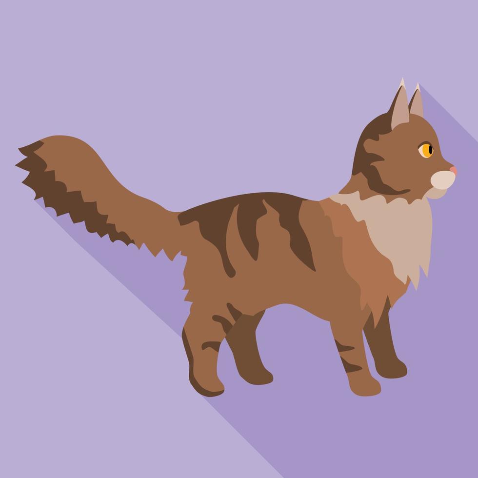 Maine coon icon, flat style vector