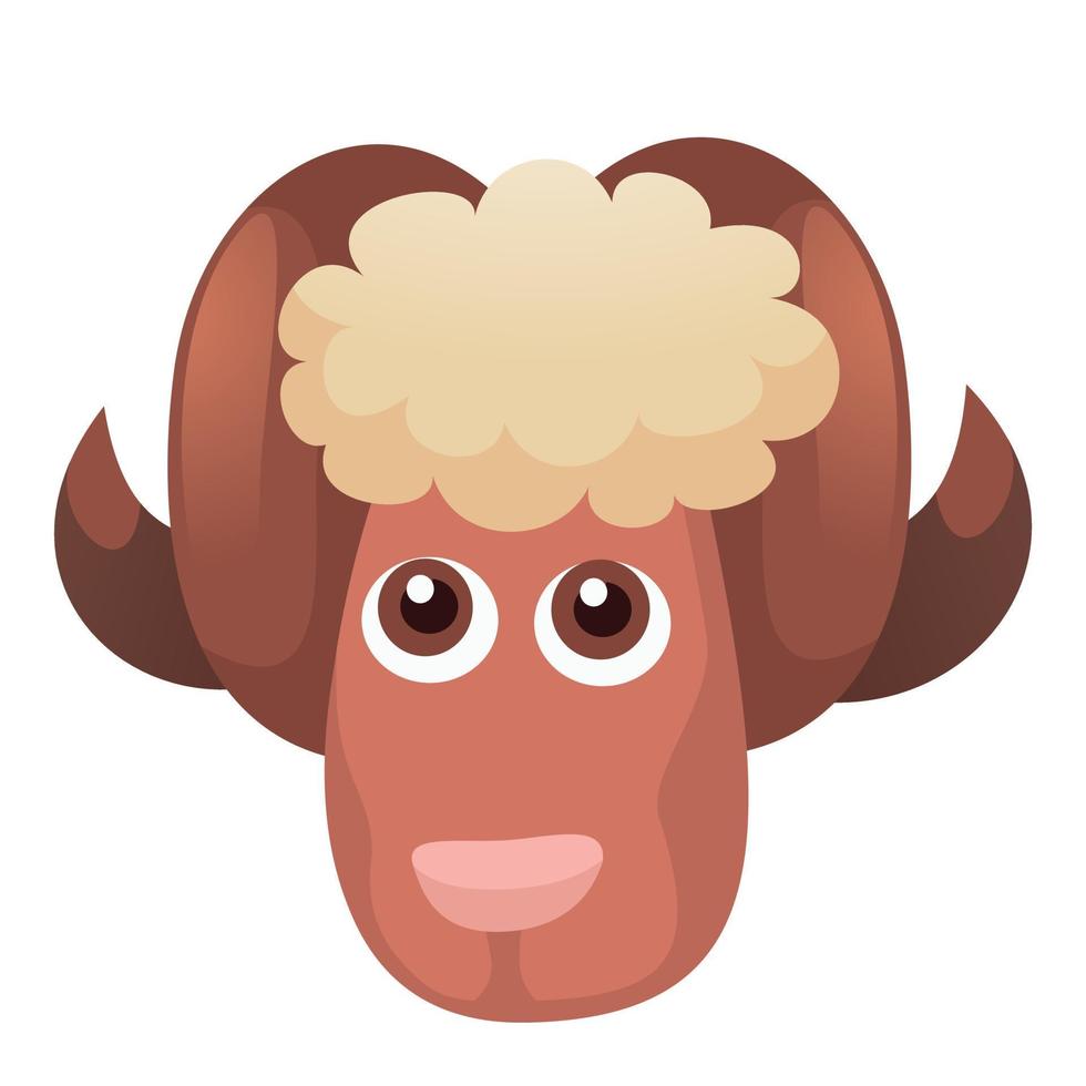 Head cute ram icon, cartoon style vector