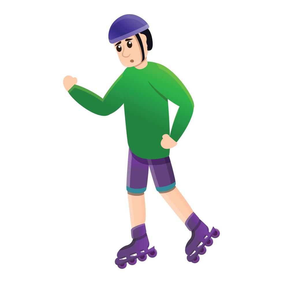 First ride inline skates icon, cartoon style vector