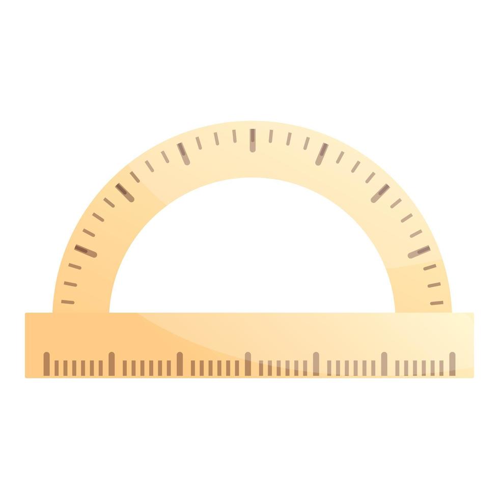 Wood protractor icon, cartoon style vector