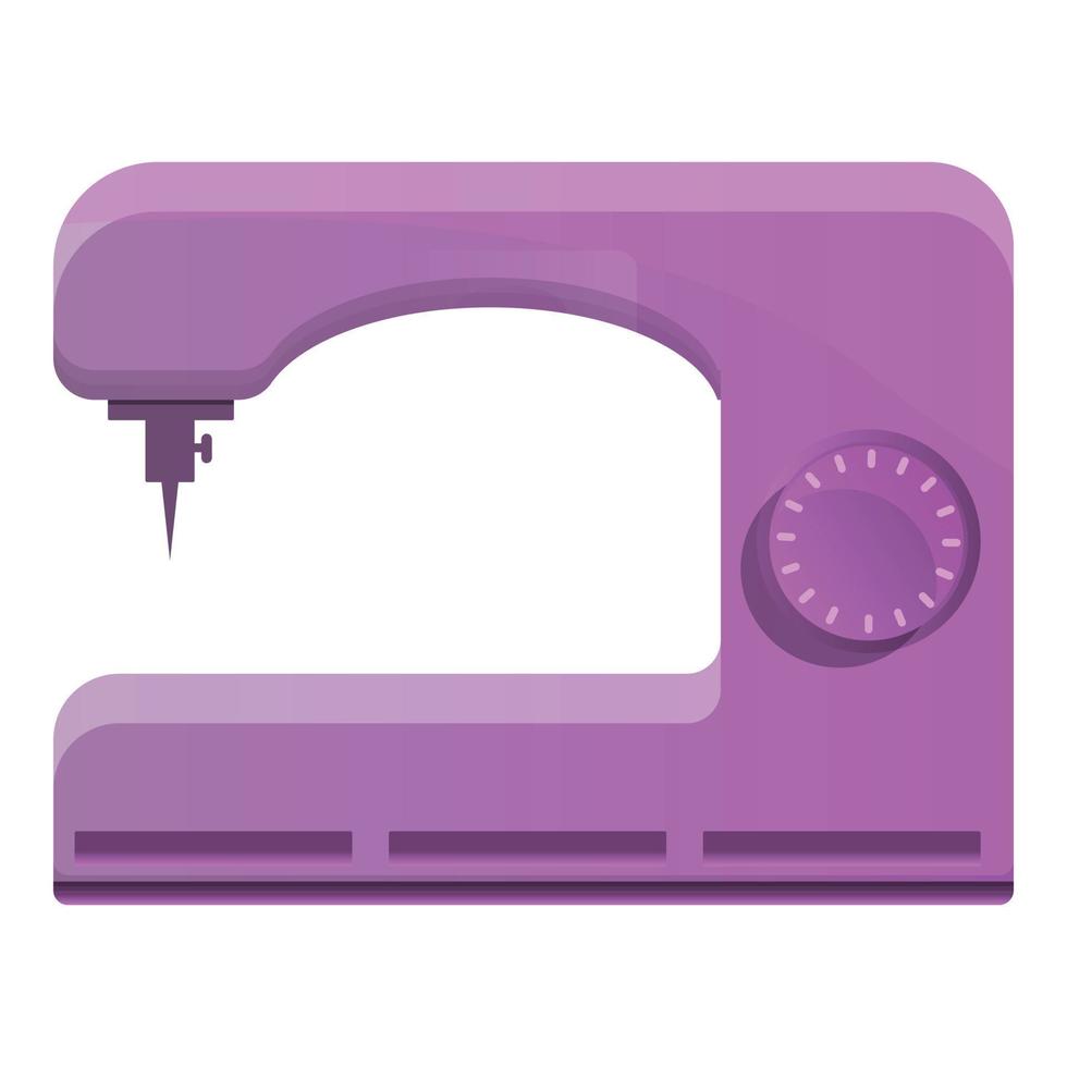 Pink sew machine icon, cartoon style vector