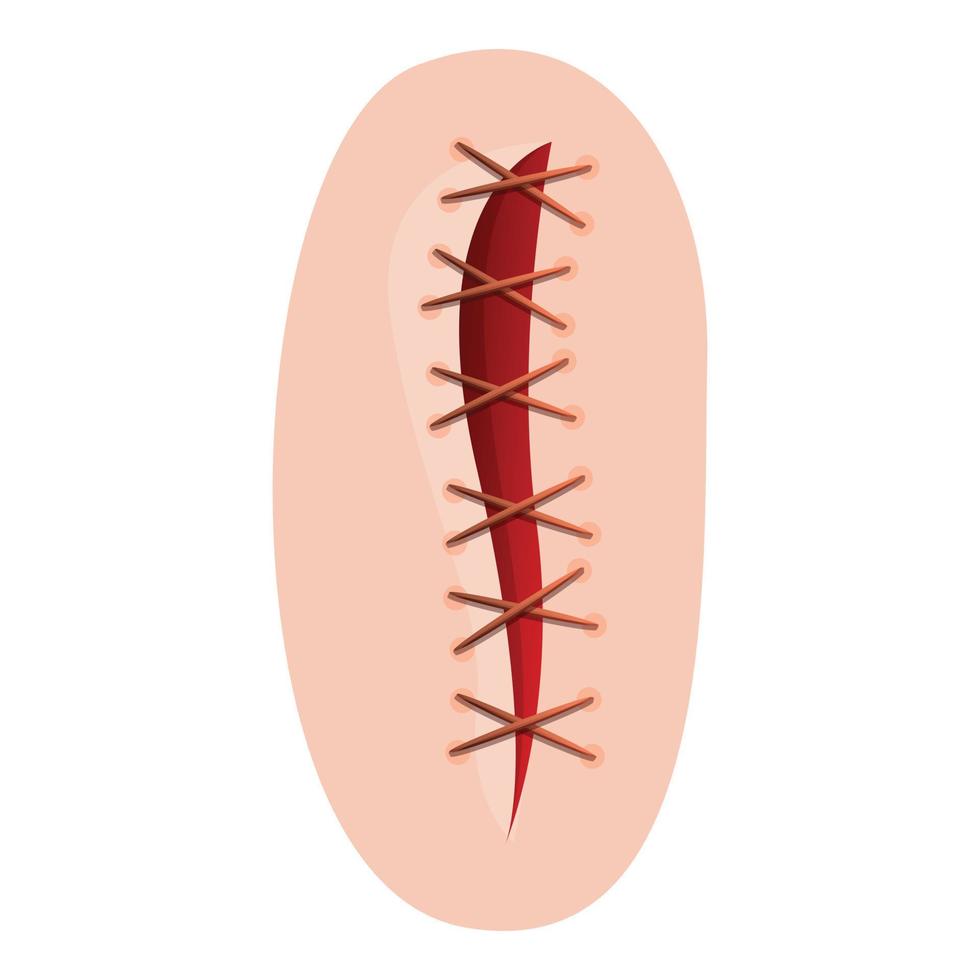 icono de sutura de herida, estilo de dibujos animados vector