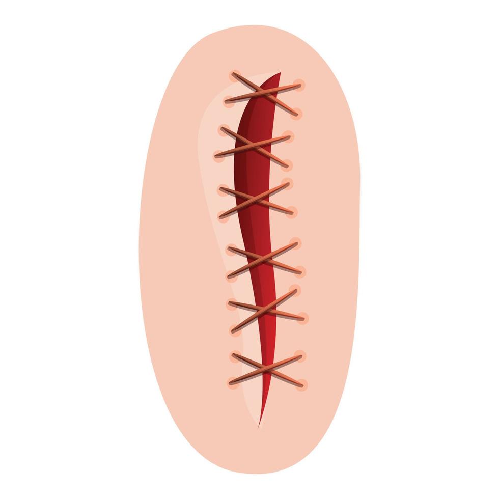 Wound suture icon, cartoon style vector