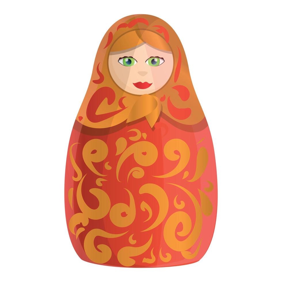 Folk nesting doll icon, cartoon style vector