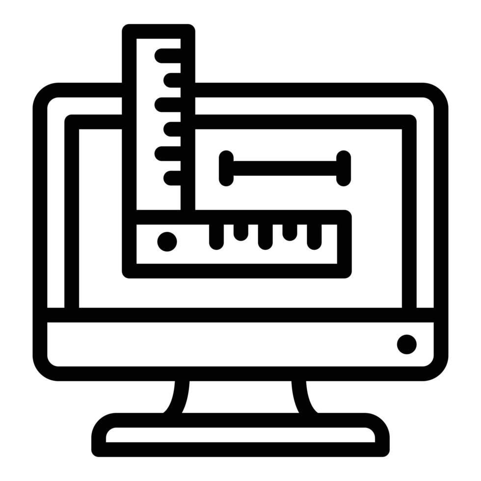 icono de medición del monitor, estilo de contorno vector