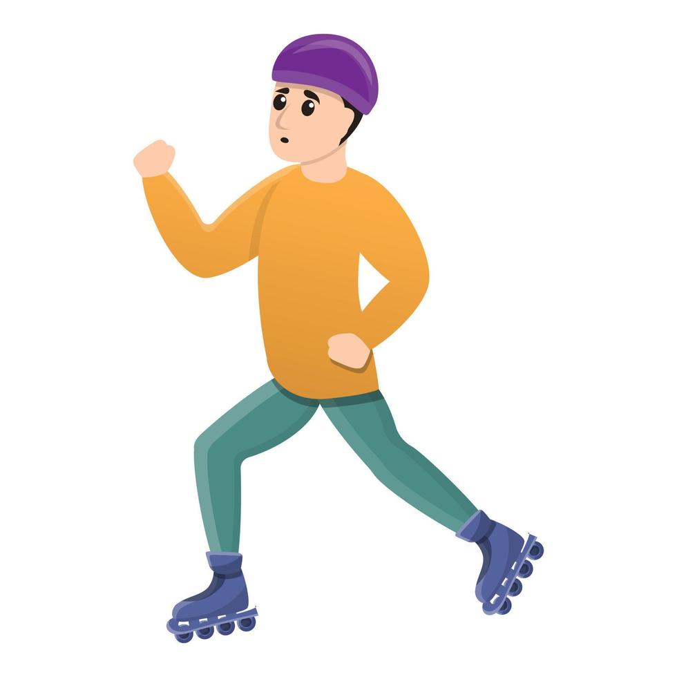 Boy inline skates icon, cartoon style vector