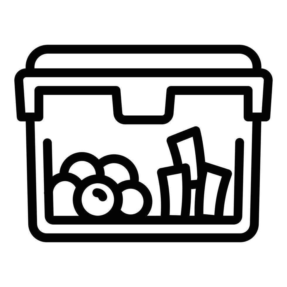 Transparent plastic lunchbox icon, outline style vector