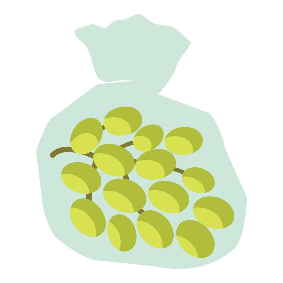 icono de uvas verdes, estilo plano vector