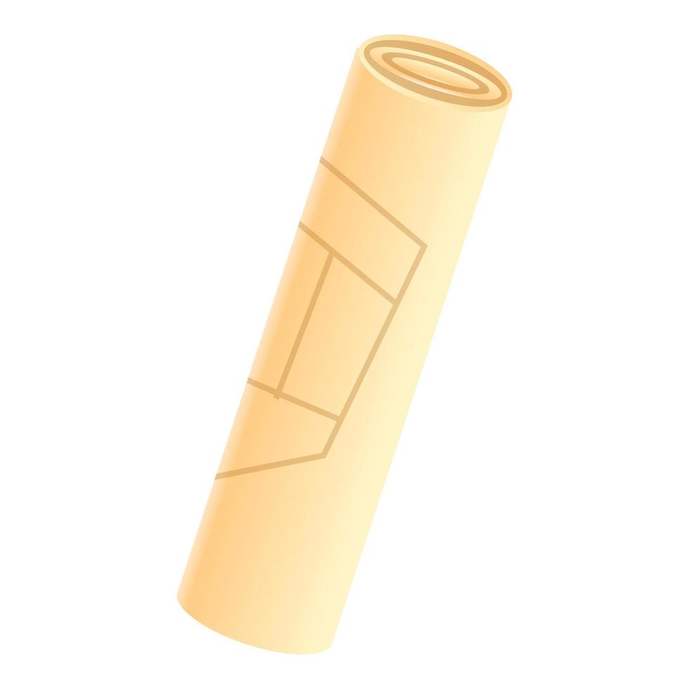 Architect paper roll icon, cartoon style vector