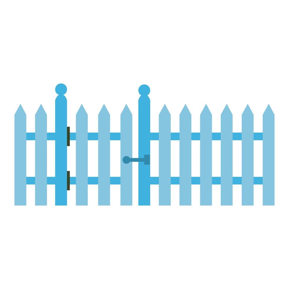 House blue fence icon, flat style vector