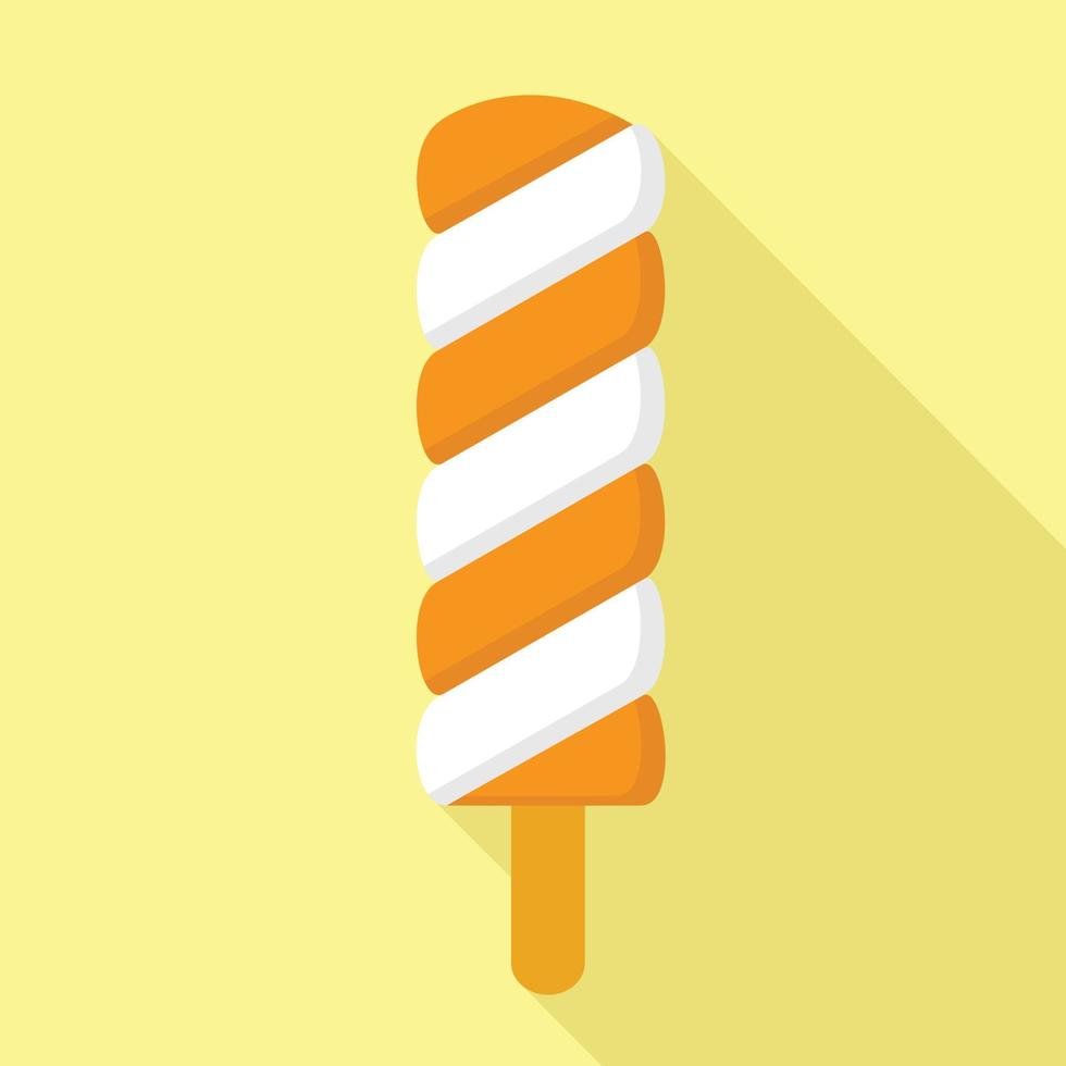 Orange vanilla popsicle icon, flat style vector