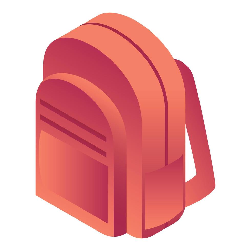 icono de mochila roja, estilo isométrico vector