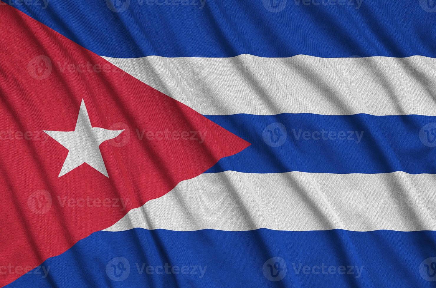 Cuba flag  is depicted on a sports cloth fabric with many folds. Sport team banner photo