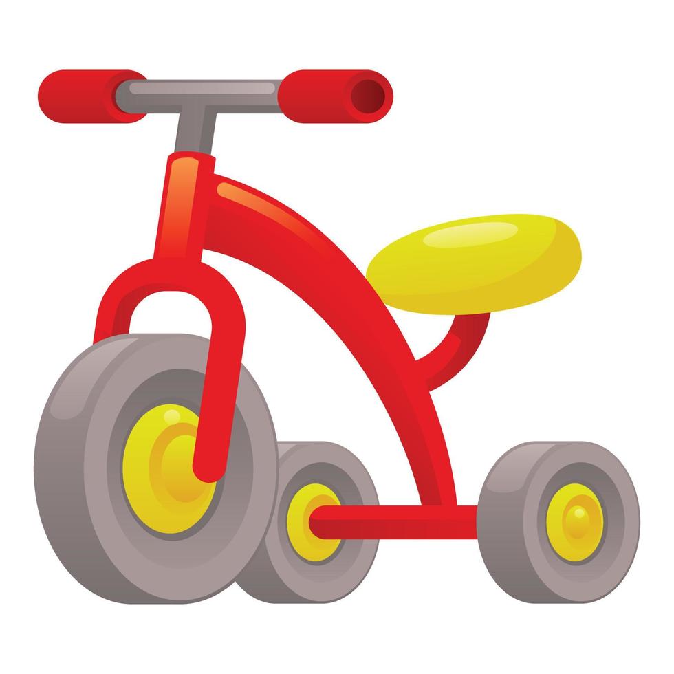 Red tricycle icon, cartoon style vector