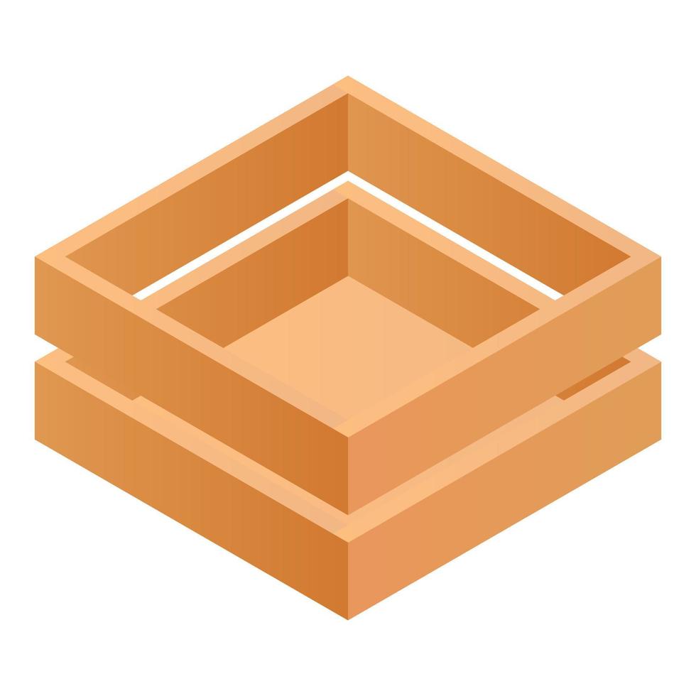 Wood box icon, isometric style vector