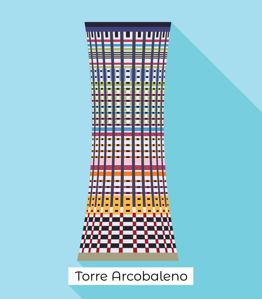 milan torre arcobaleno icono, estilo plano vector