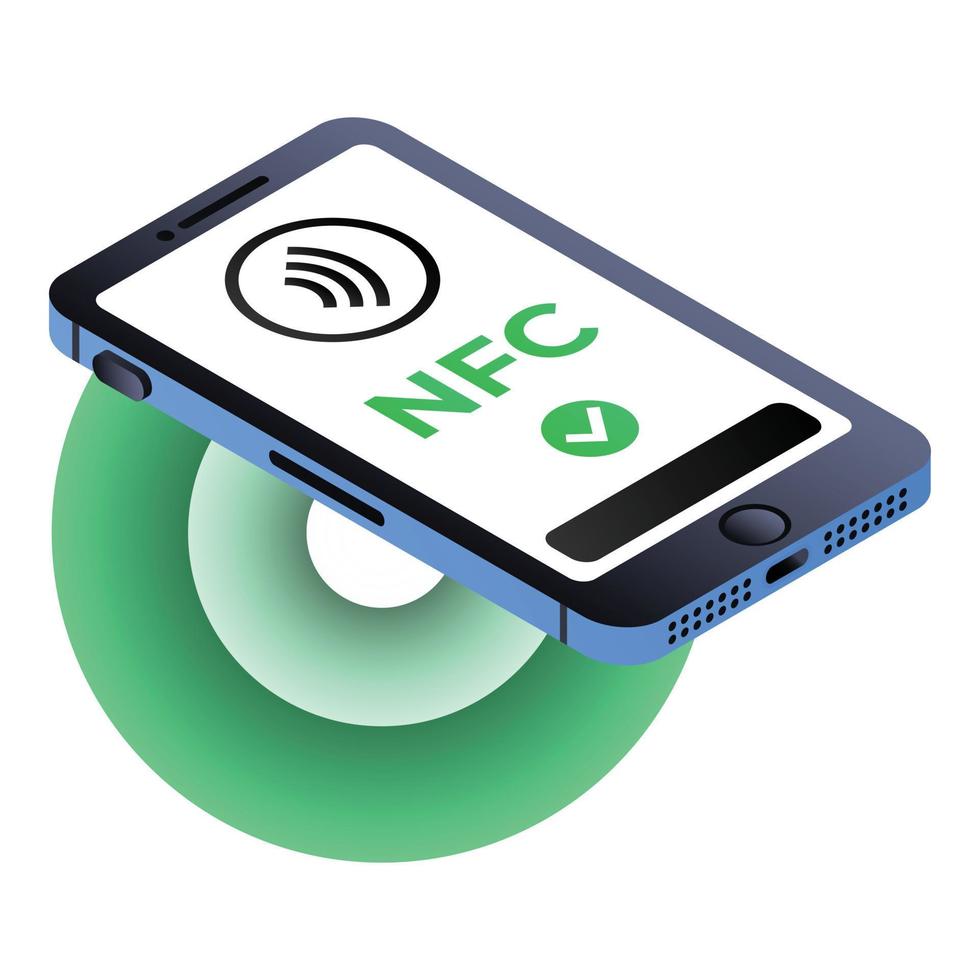 icono de teléfono inteligente nfc, estilo isométrico vector