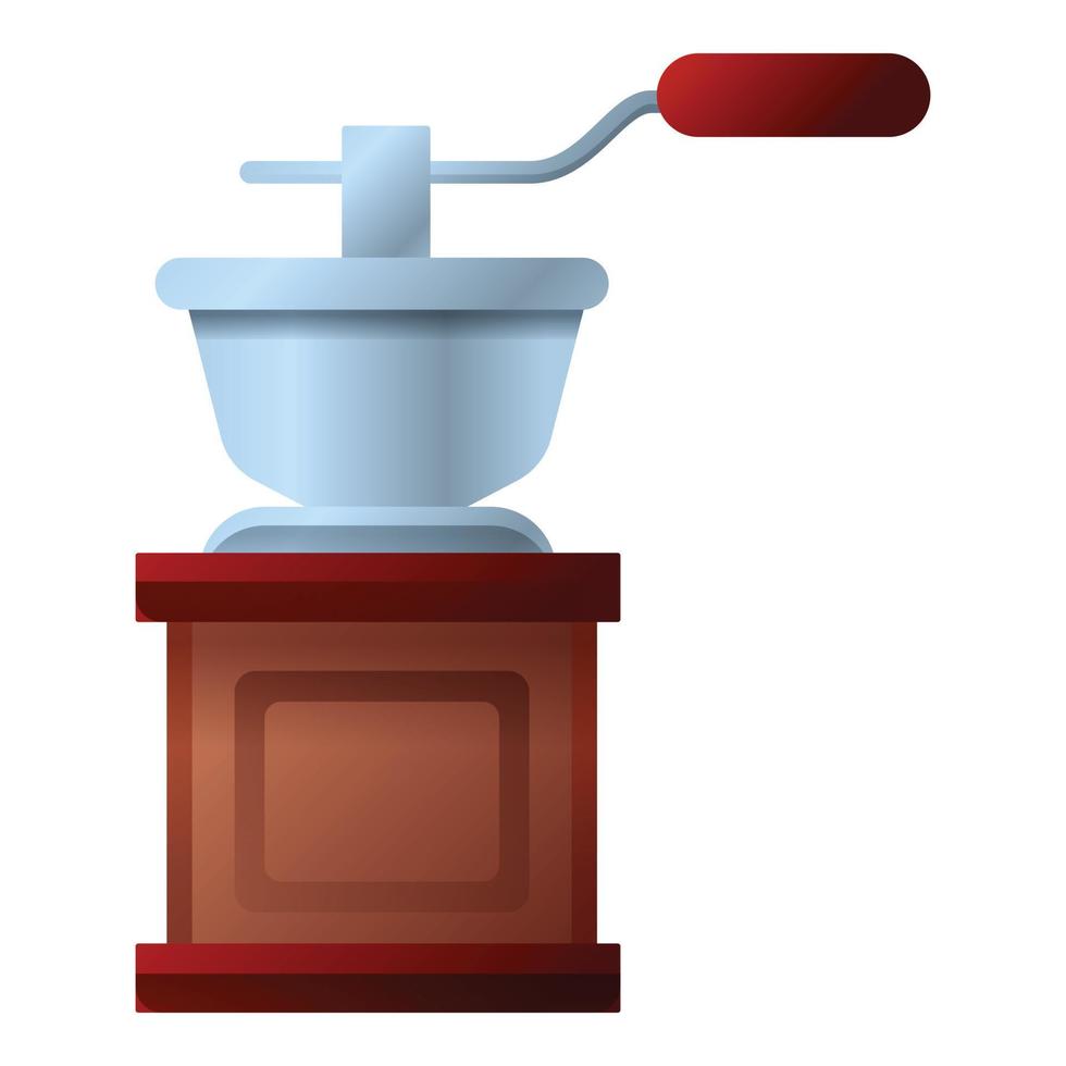 Manual coffee grinder icon, cartoon style vector