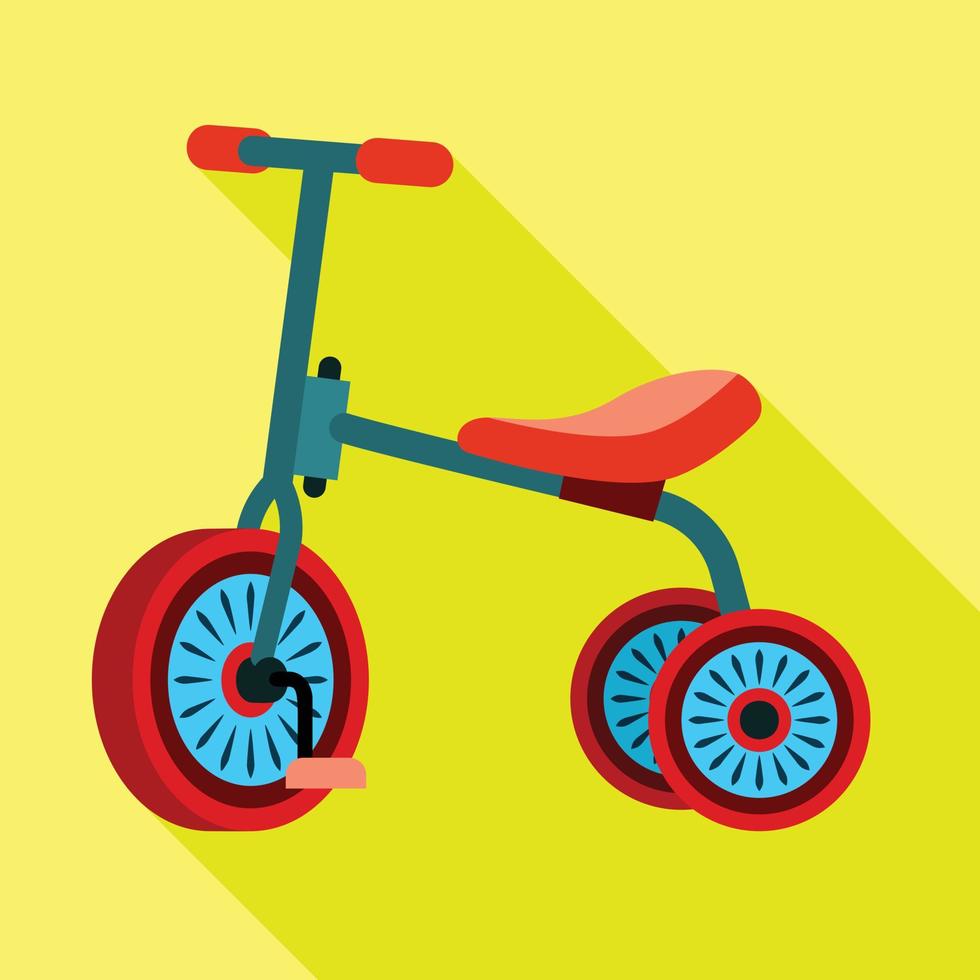 Colorful tricycle icon, flat style vector