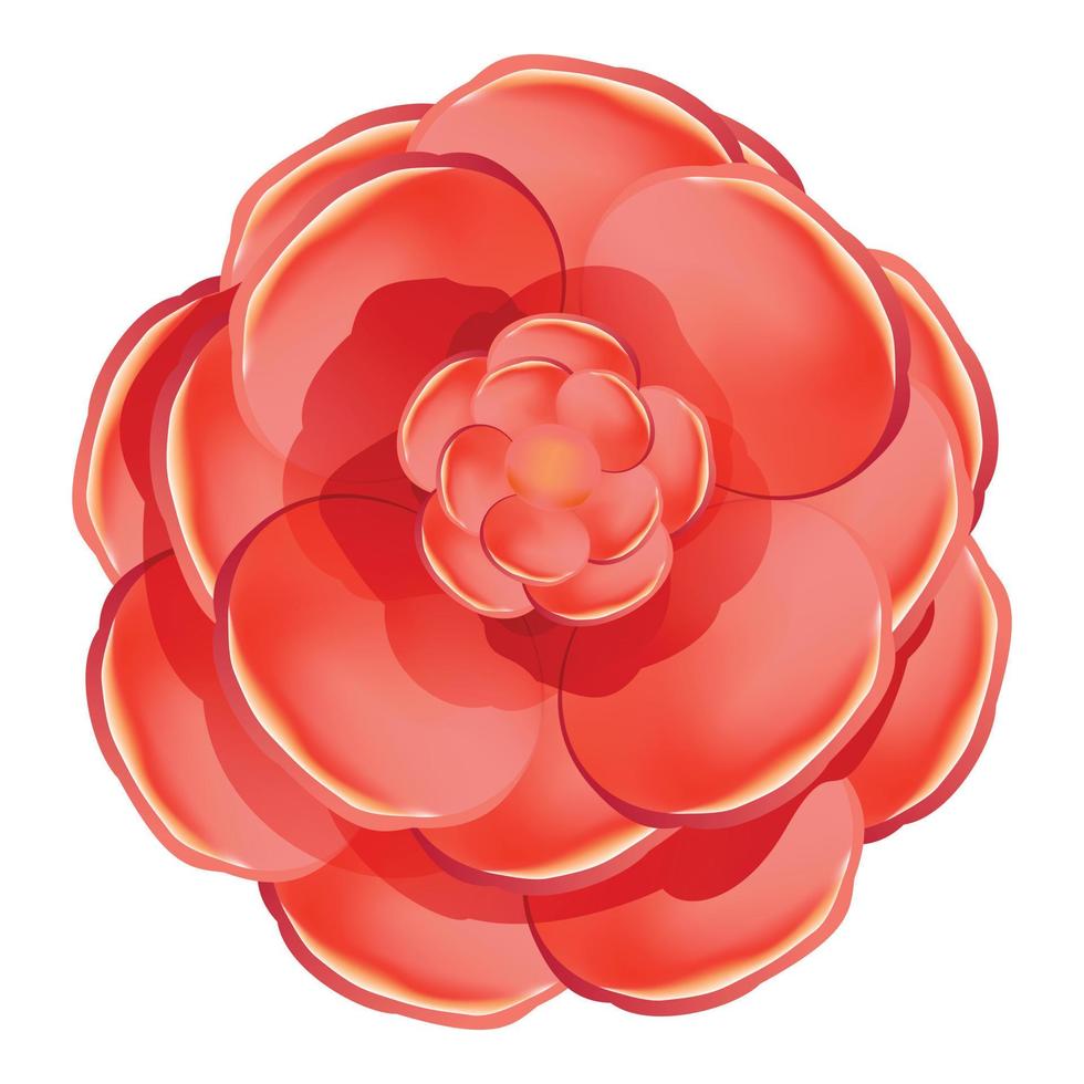 Red rose camellia icon, cartoon style vector