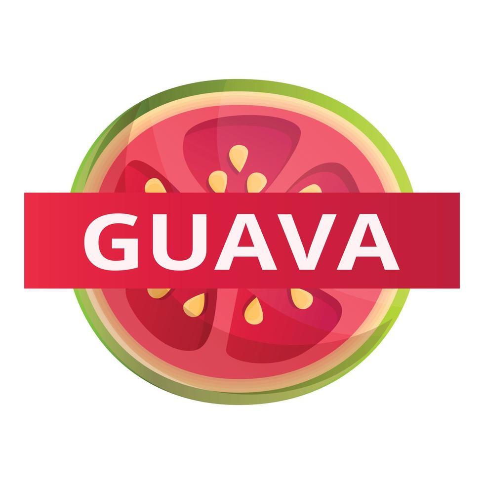 Fresh guava logo, cartoon style vector