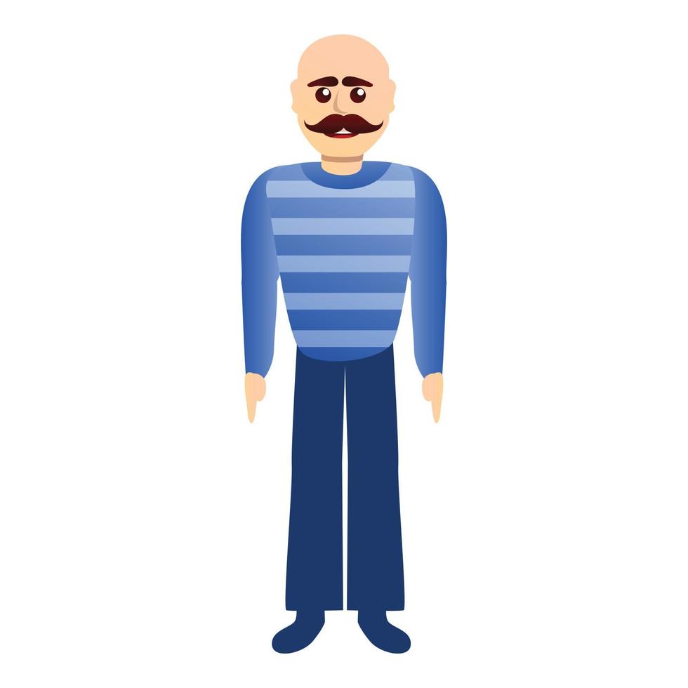 Sailor with mustache icon, cartoon style vector